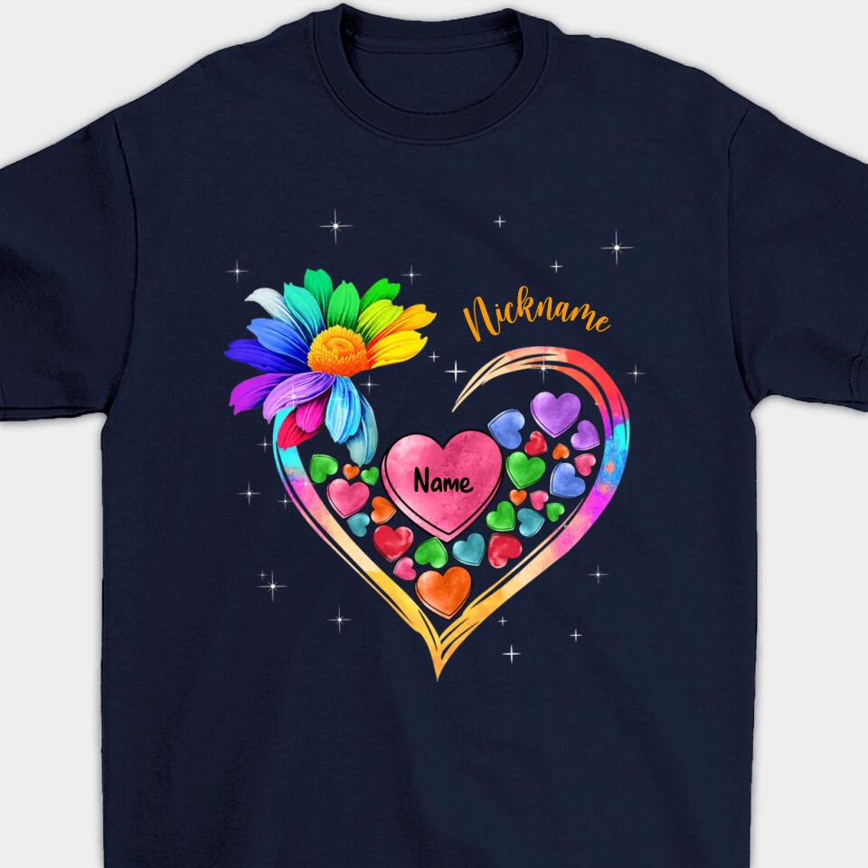 Colorful Sunflower Grandma Mom Heart Loads Of Love, Mother's Day Personalized T-shirt And Hoodie