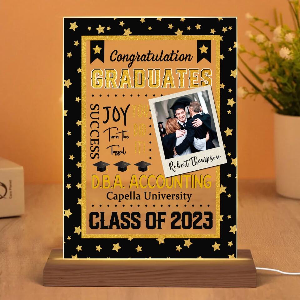 Congratulation Graduates - Personalized Custom 3D LED Light - Graduation, Birthday Gift For Graduate Students, Daughter & Son, Siblings