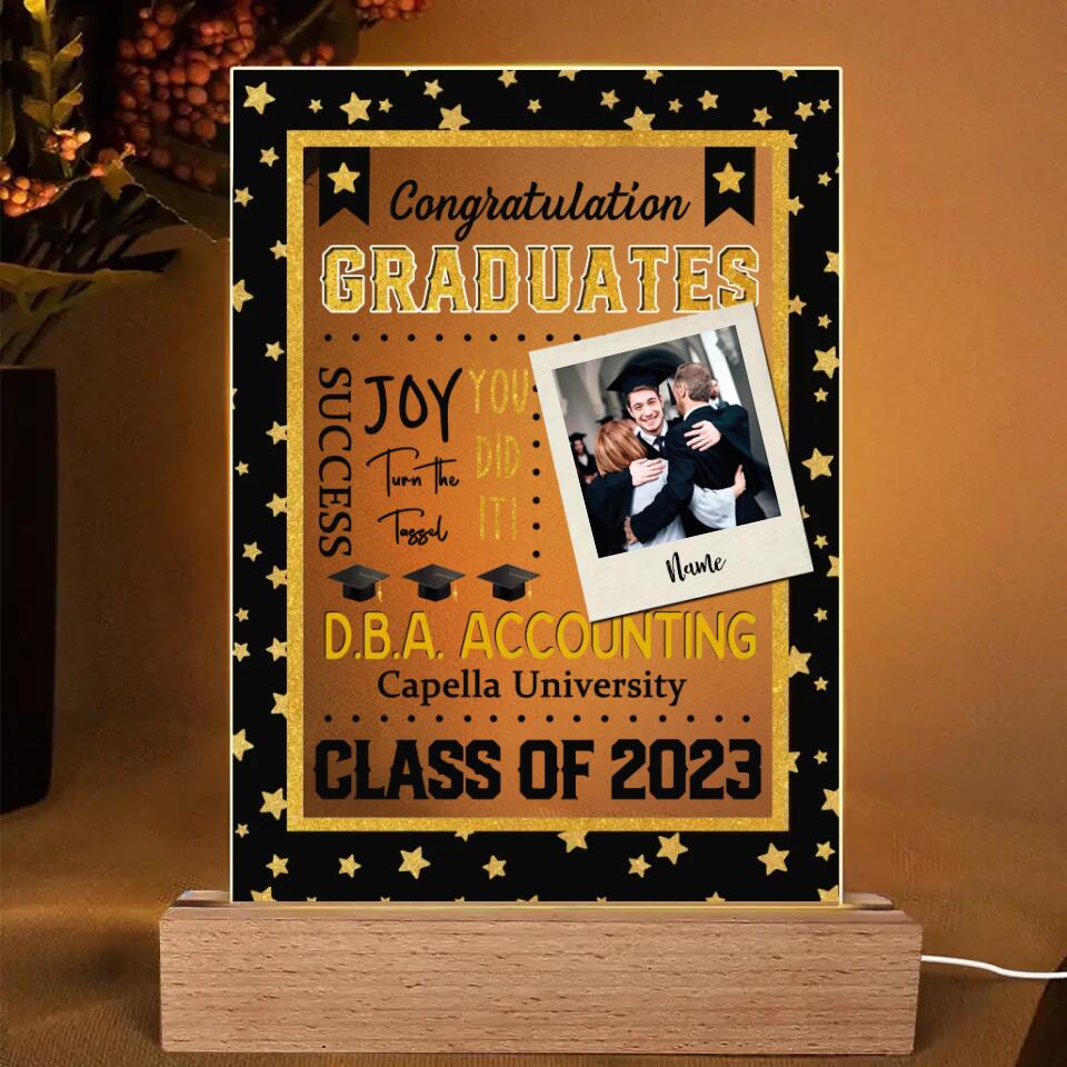 Congratulation Graduates - Personalized Custom 3D LED Light - Graduation, Birthday Gift For Graduate Students, Daughter & Son, Siblings