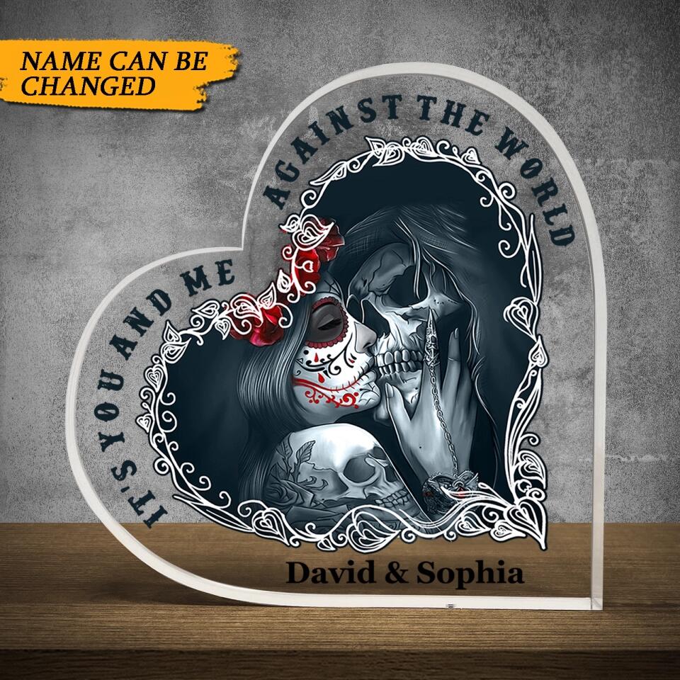 It's You And Me Against The World - Personalized Heart Acrylic Plaque