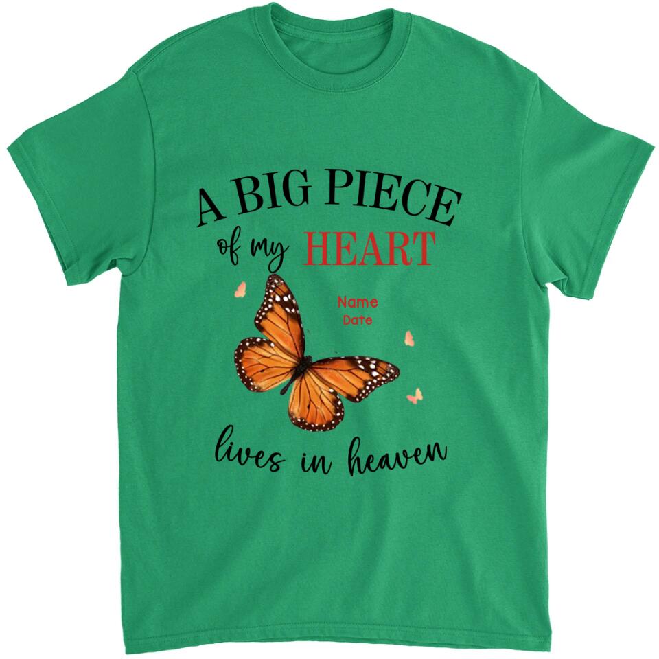 A Big Piece Of My Heart Lives In Heaven - Personalized T-shirt