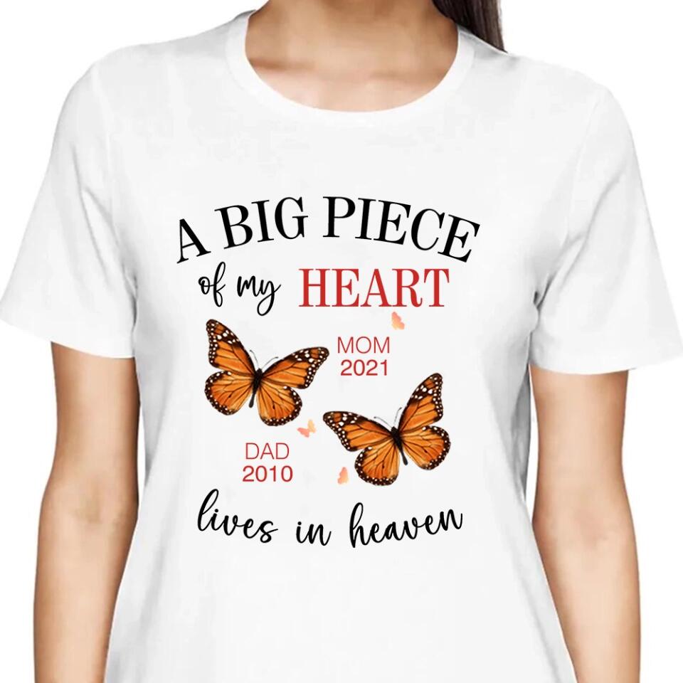 A Big Piece Of My Heart Lives In Heaven - Personalized T-shirt