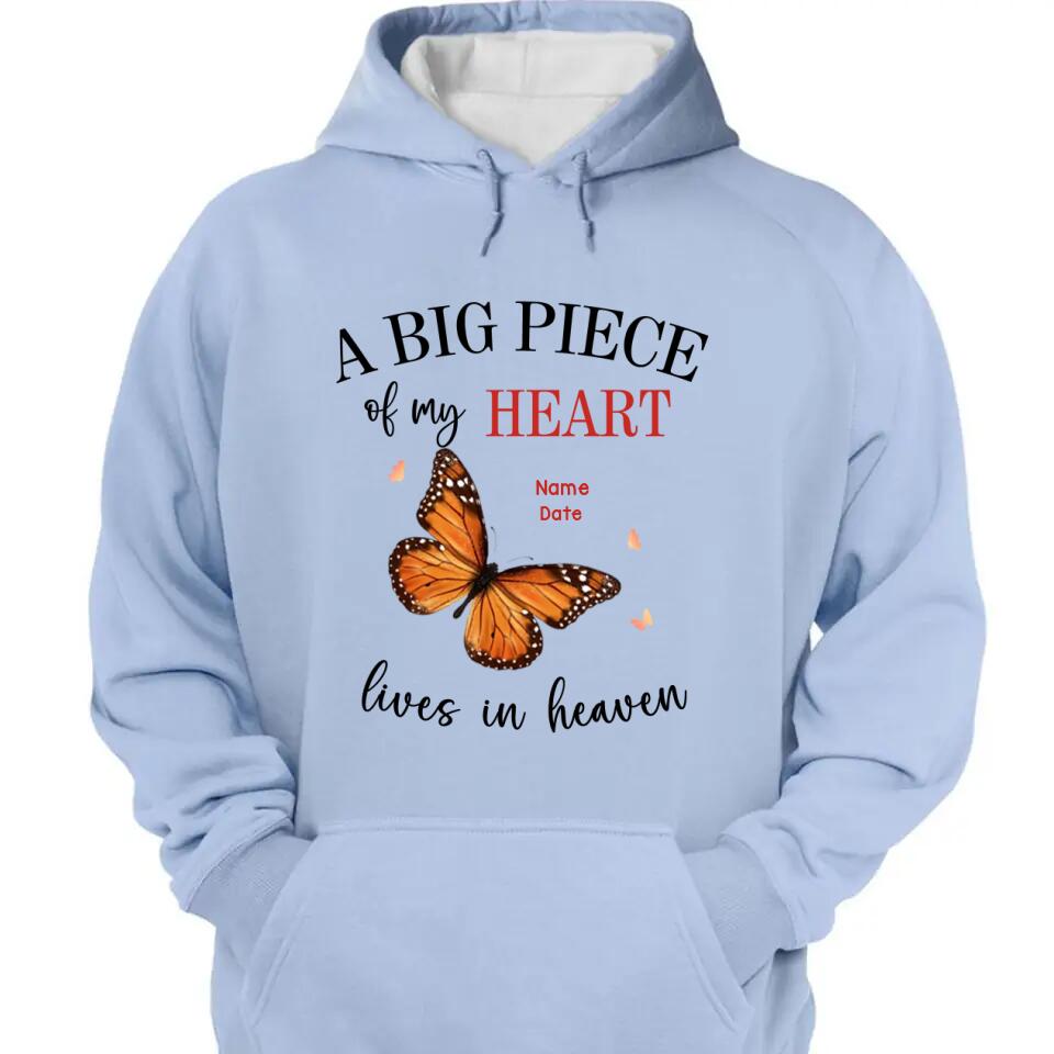 A Big Piece Of My Heart Lives In Heaven - Personalized T-shirt