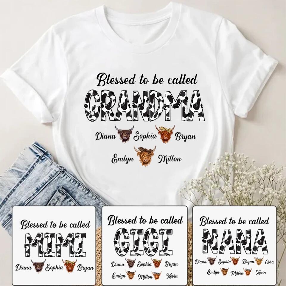 Personalized Grandma With Grandkids  Highland Cows T-Shirt, Hoodie
Highland Cows