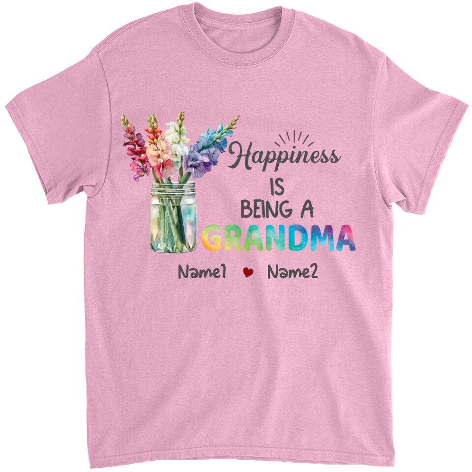 Happiness Is Being A Grandma  - Personalized Grandma T-Shirt, Hoodie - Summer Gift