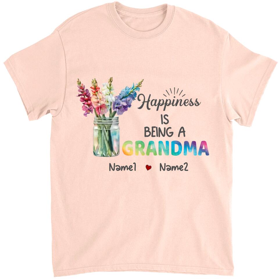 Happiness Is Being A Grandma  - Personalized Grandma T-Shirt, Hoodie - Summer Gift