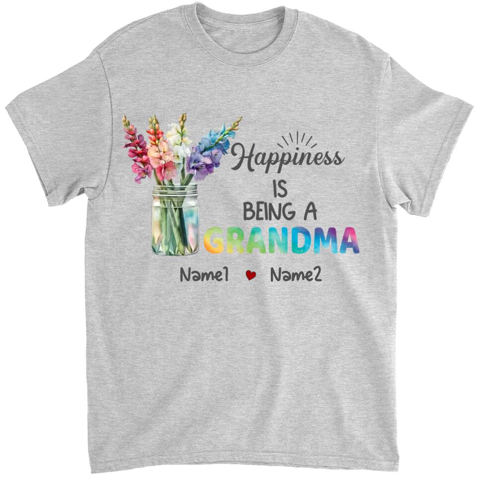 Happiness Is Being A Grandma  - Personalized Grandma T-Shirt, Hoodie - Summer Gift