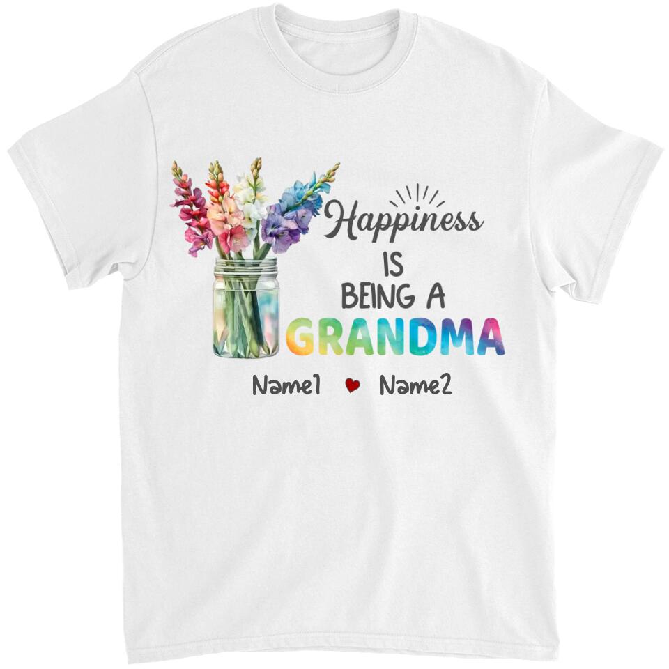 Happiness Is Being A Grandma  - Personalized Grandma T-Shirt, Hoodie - Summer Gift