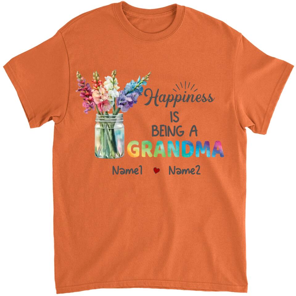 Happiness Is Being A Grandma  - Personalized Grandma T-Shirt, Hoodie - Summer Gift