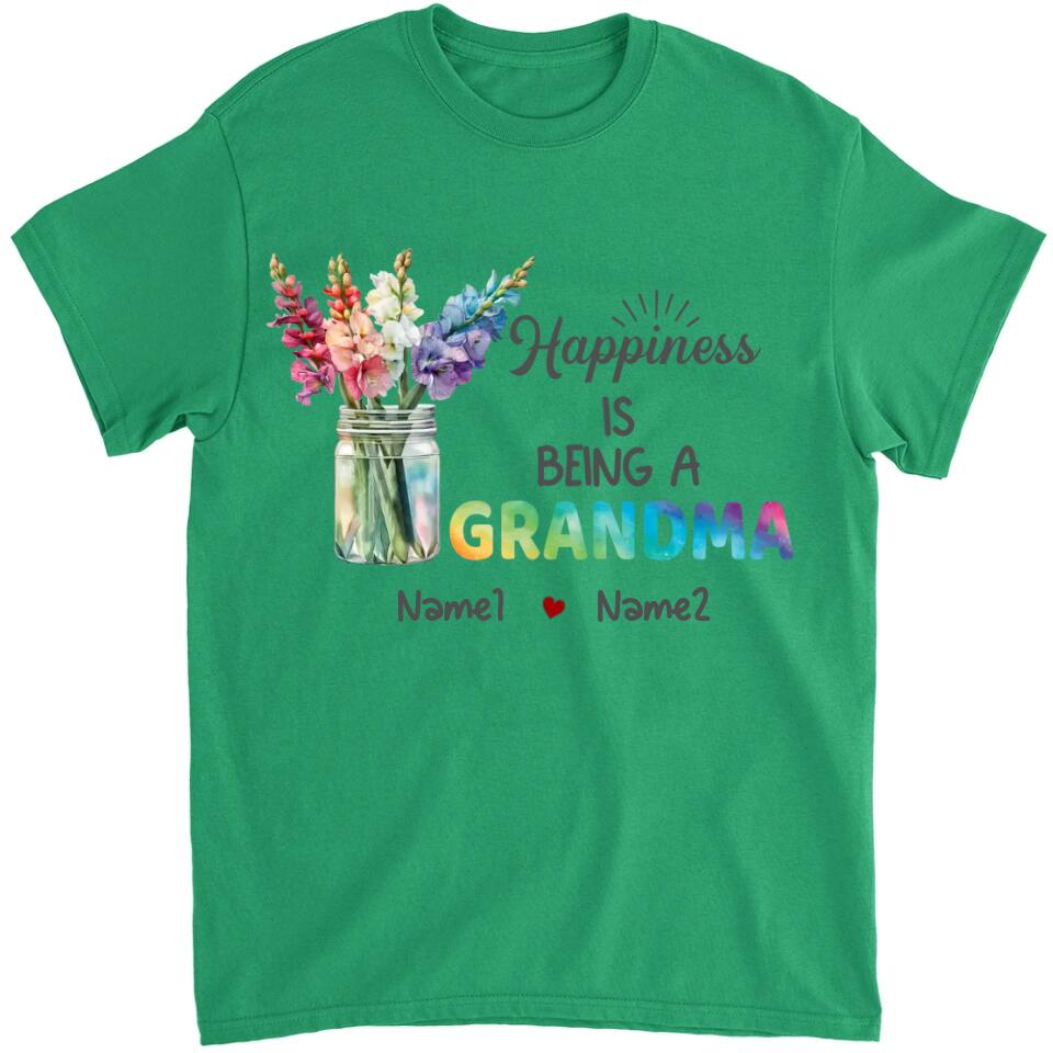 Happiness Is Being A Grandma  - Personalized Grandma T-Shirt, Hoodie - Summer Gift