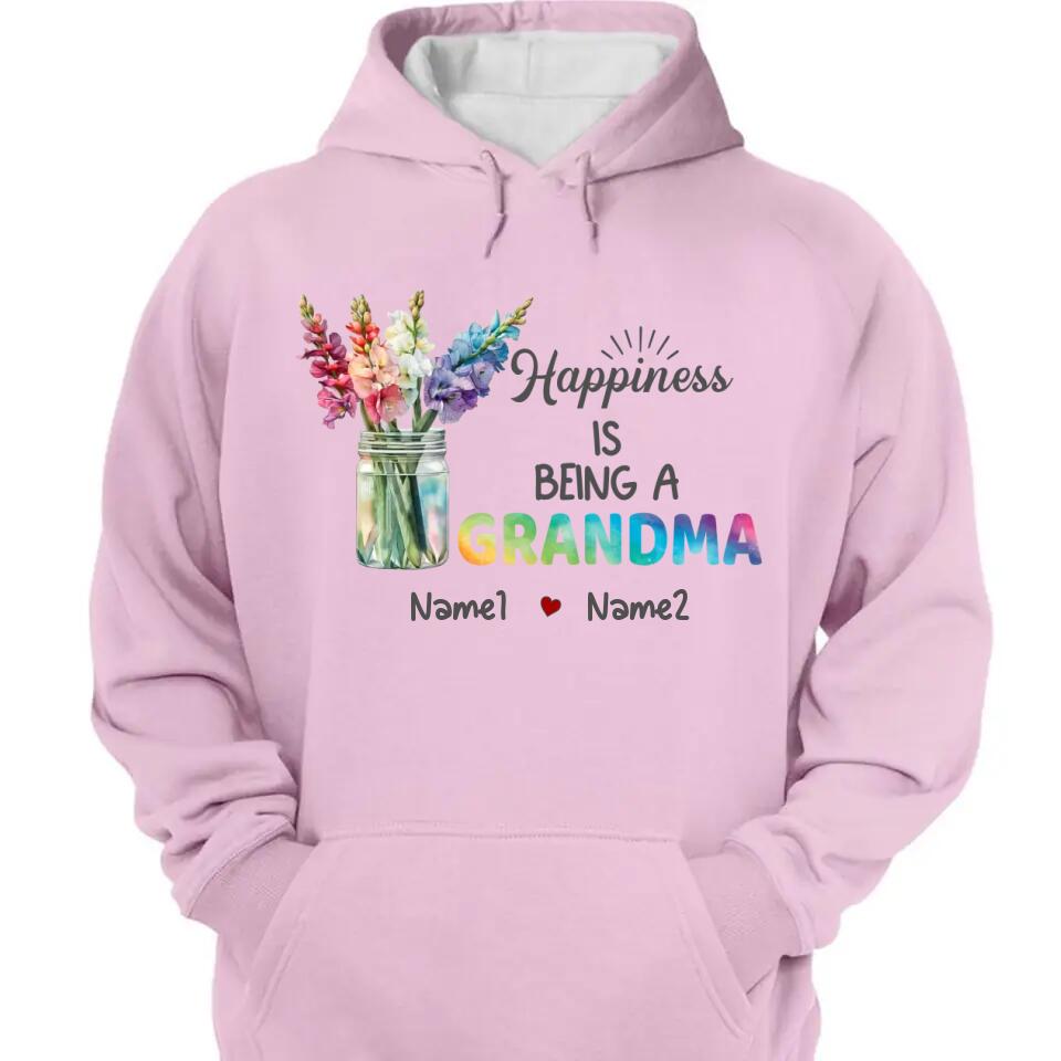 Happiness Is Being A Grandma  - Personalized Grandma T-Shirt, Hoodie - Summer Gift