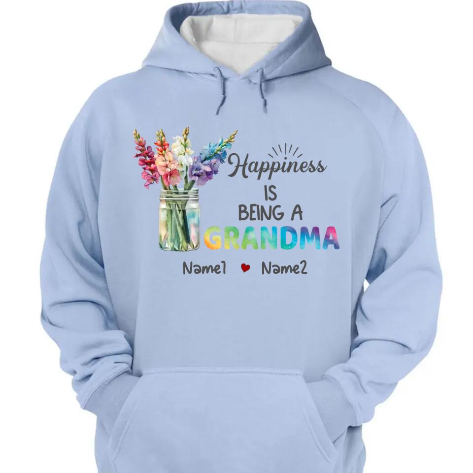 Happiness Is Being A Grandma  - Personalized Grandma T-Shirt, Hoodie - Summer Gift