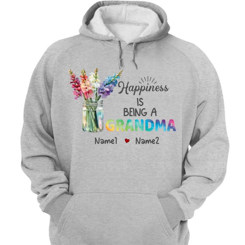 Happiness Is Being A Grandma  - Personalized Grandma T-Shirt, Hoodie - Summer Gift