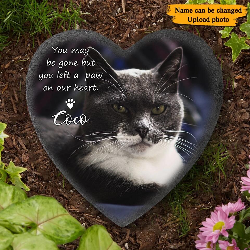 You May Be Gone But You Left a Paw on Our Heart- Custom Photo Personalized Pet Memorial Stone