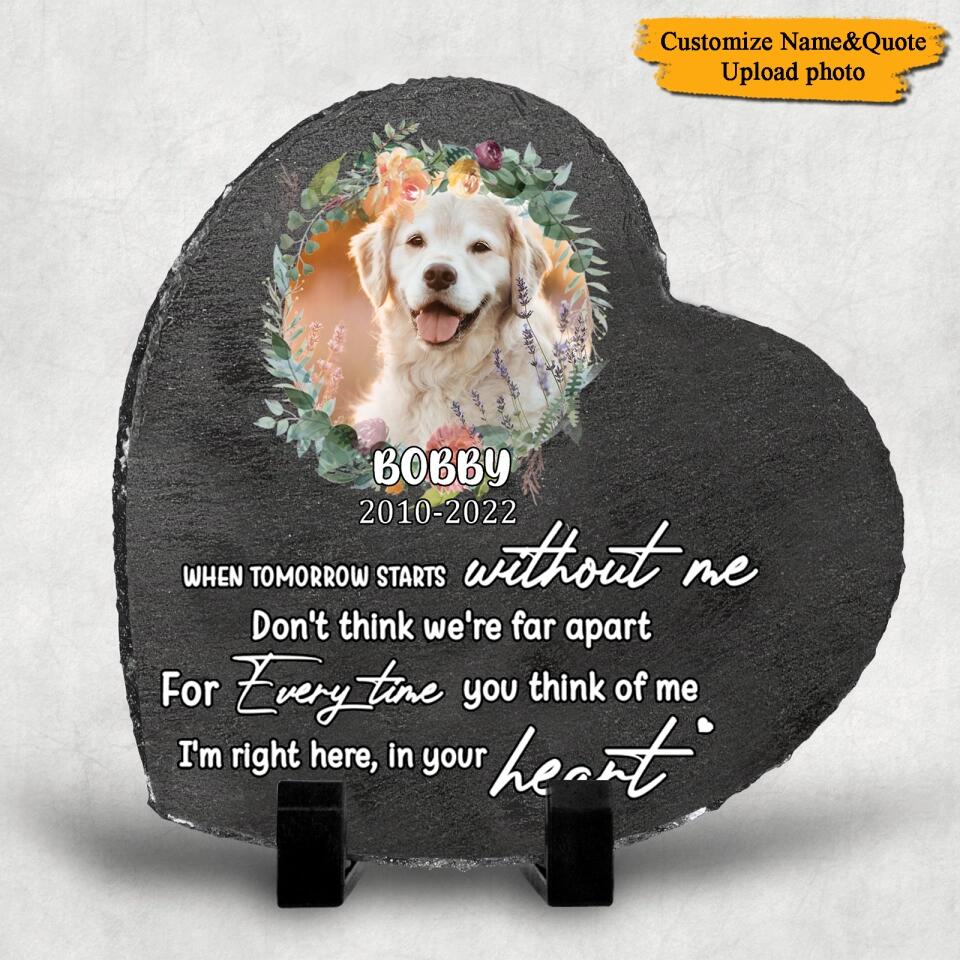 Thanks For Everything - Custom Photo Personalized Pet Memorial Pet Heart Shaped Stone, Gift Idea Indoor Outdoor