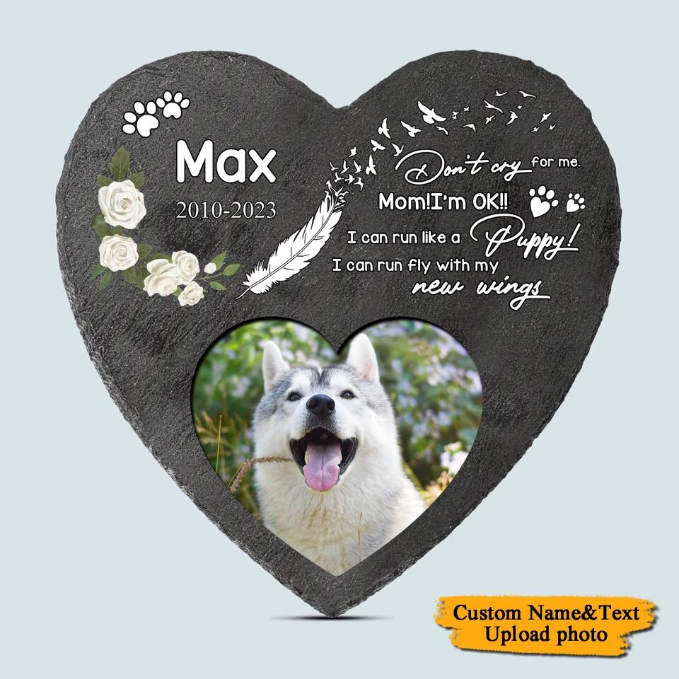 Custom Photo&Text - Personalized Memorial Pet Heart Shaped Stone,Gift Idea For Dog Mom and Cat Mom