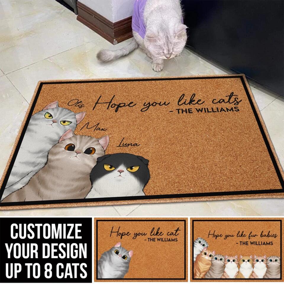 Hope You Like Fur Babies - Personalized Doormat - Birthday, Funny, Home Decor Gift For Pet Lovers, Cat Dad, Cat Mom