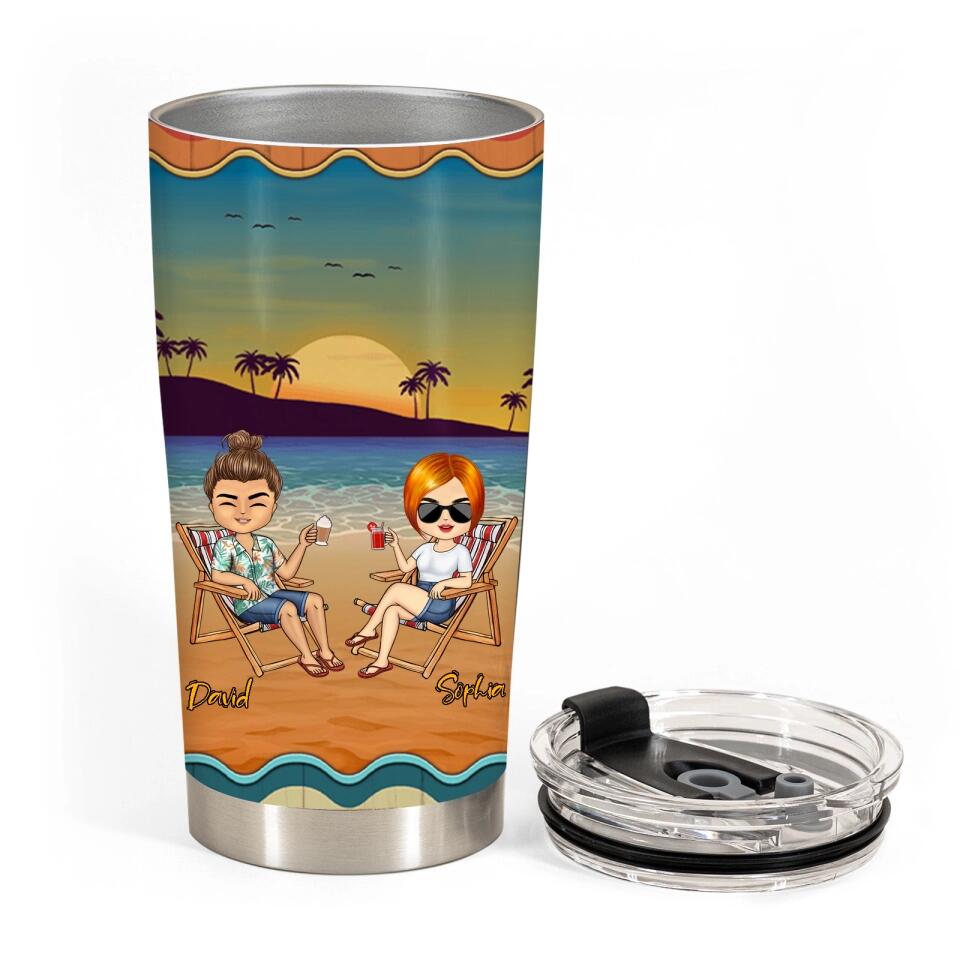 I Love You To The Beach And Back - Personalized Tumbler Cup Gift For Couple