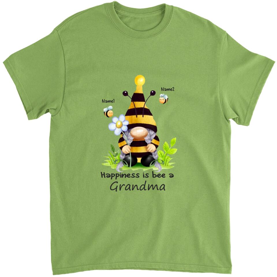 Grandma and Grandkids - Happiness is Bee A Grandma -  Personalized Grandma T-Shirt, Hoodie - Best Gift for Mom, Grandma