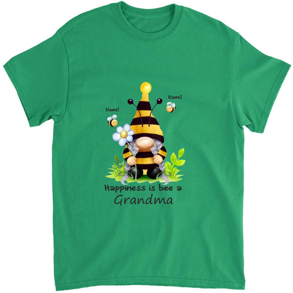 Grandma and Grandkids - Happiness is Bee A Grandma -  Personalized Grandma T-Shirt, Hoodie - Best Gift for Mom, Grandma