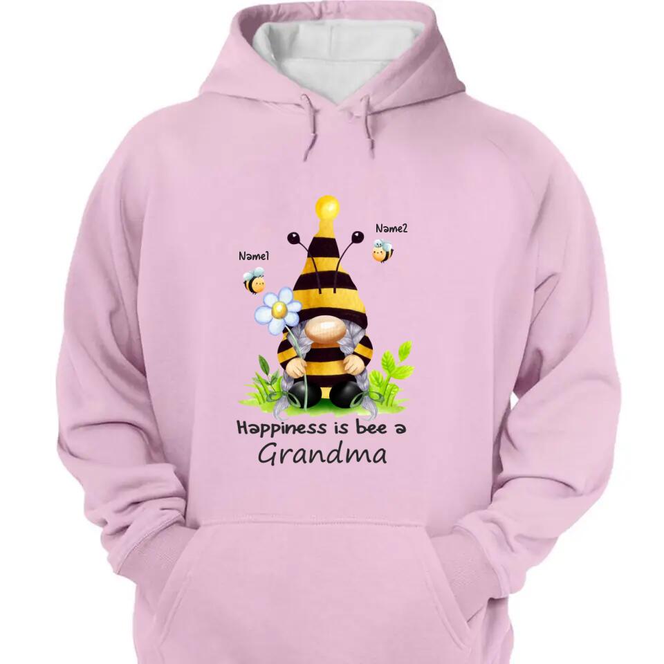 Grandma and Grandkids - Happiness is Bee A Grandma -  Personalized Grandma T-Shirt, Hoodie - Best Gift for Mom, Grandma