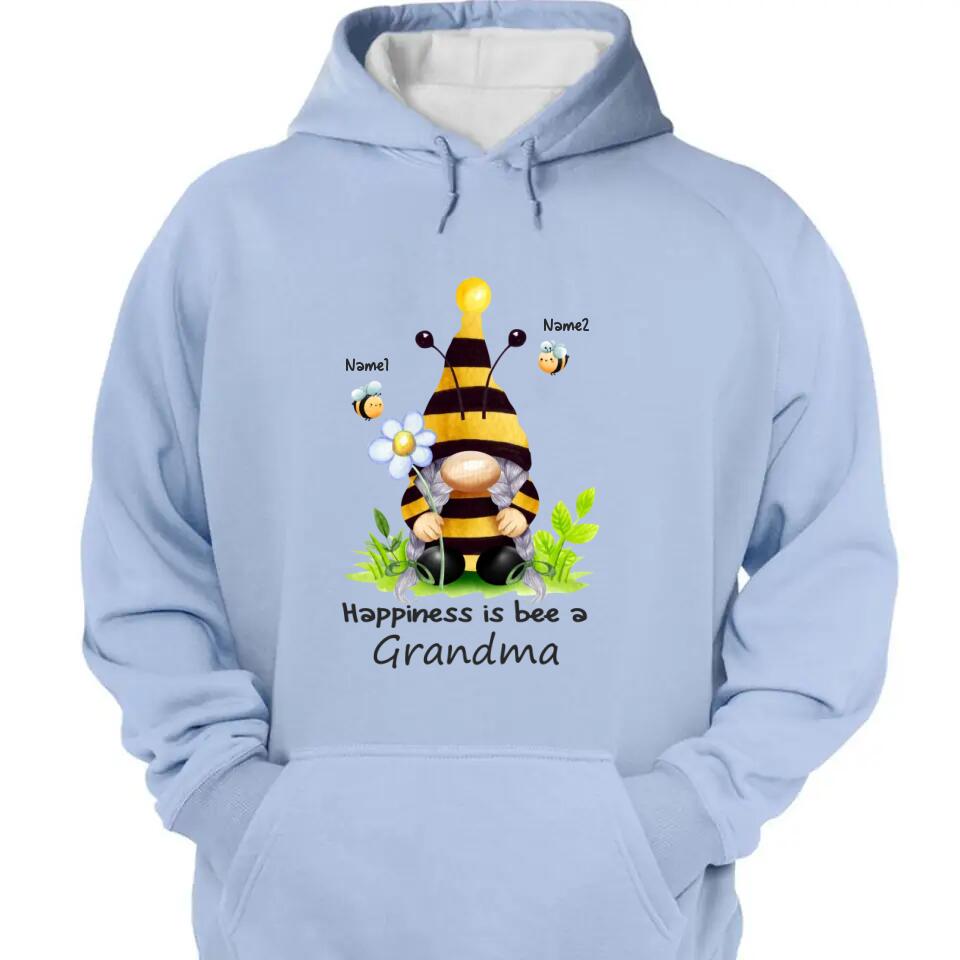 Grandma and Grandkids - Happiness is Bee A Grandma -  Personalized Grandma T-Shirt, Hoodie - Best Gift for Mom, Grandma