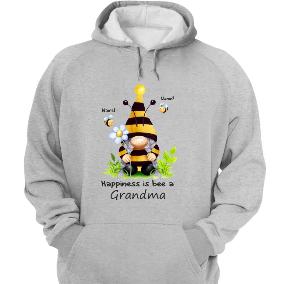 Grandma and Grandkids - Happiness is Bee A Grandma -  Personalized Grandma T-Shirt, Hoodie - Best Gift for Mom, Grandma