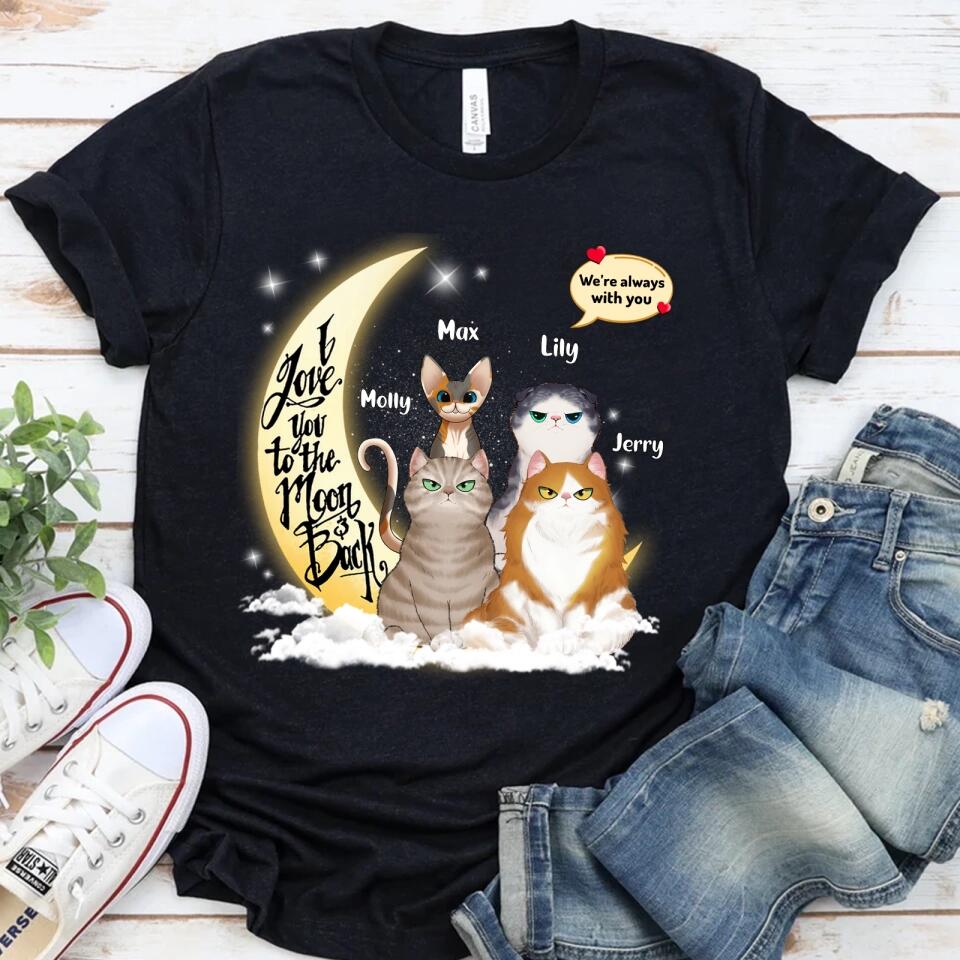 I Love You To The Moon And Back Cat Personalized Shirt,Mother's Day Gift for Cat Lovers