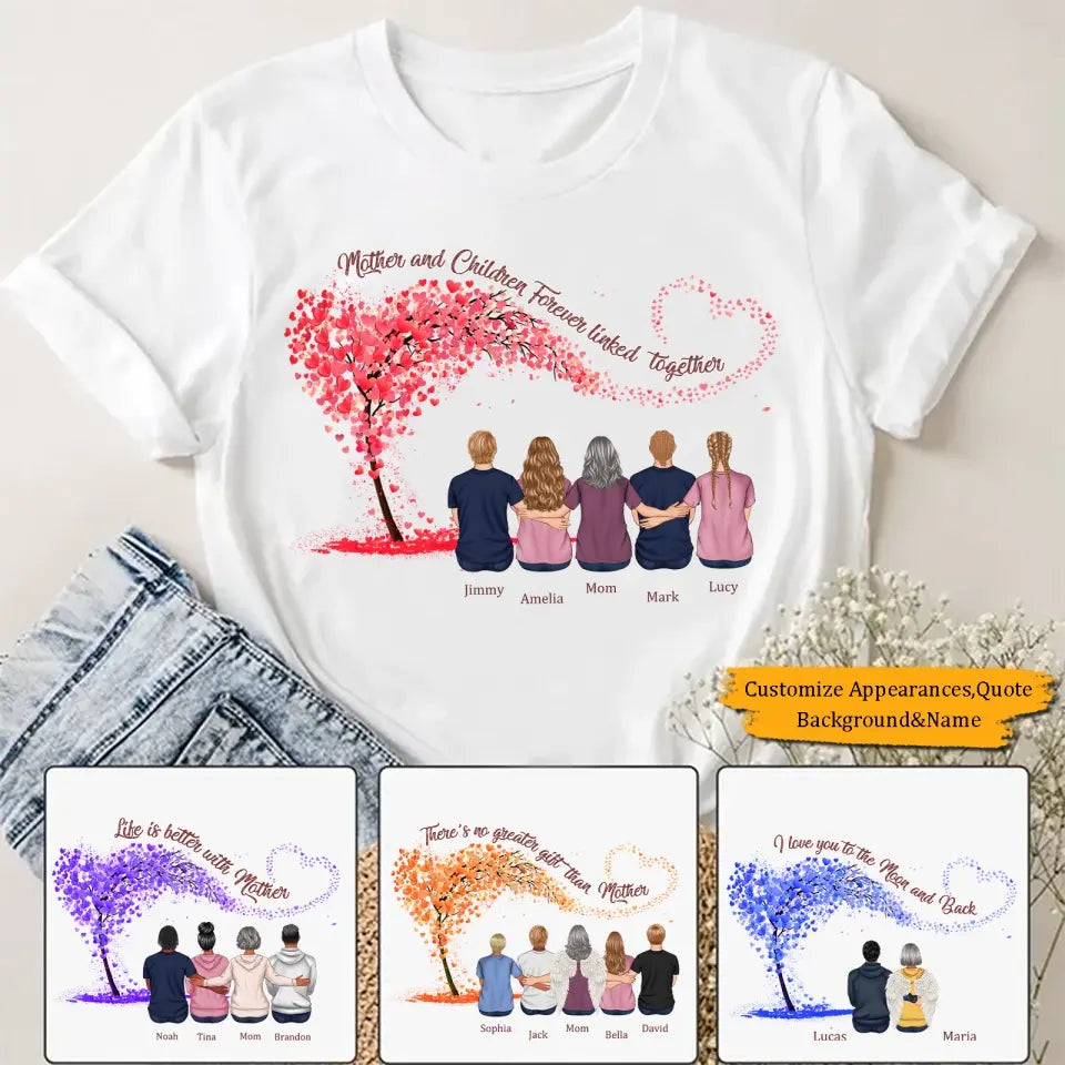 Mother and Children Forever Linked Together - Daughter&Son Personalized Shirt,Hoodie,Gift For Mom