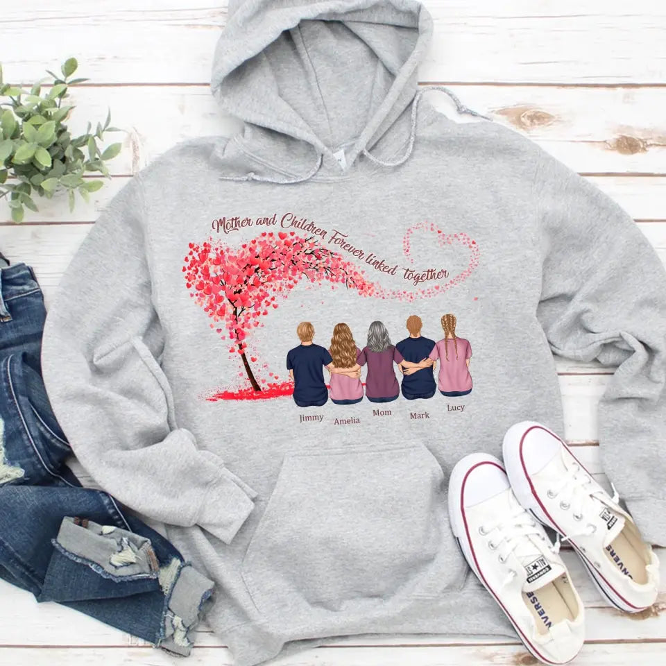 Mother and Children Forever Linked Together - Daughter&Son Personalized Shirt,Hoodie,Gift For Mom