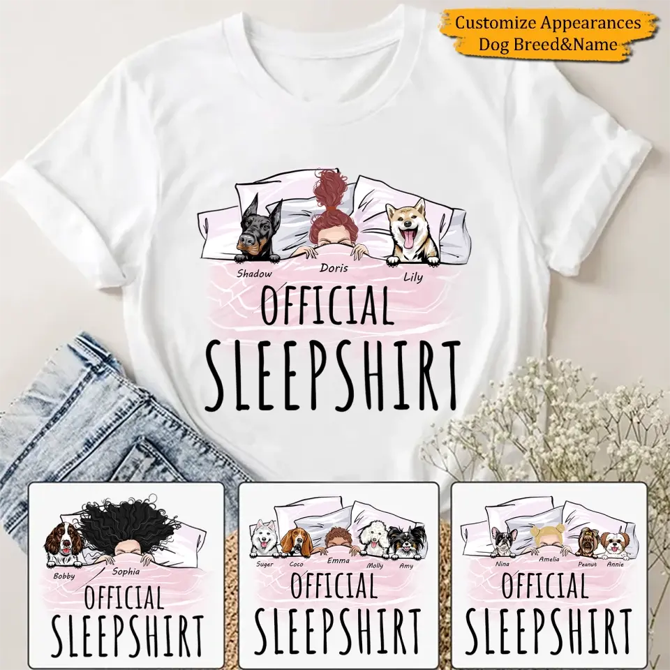 Official Sleepshirt - Personalized Dog Shirt - Gifts For Dog Mom, Dog Lovers