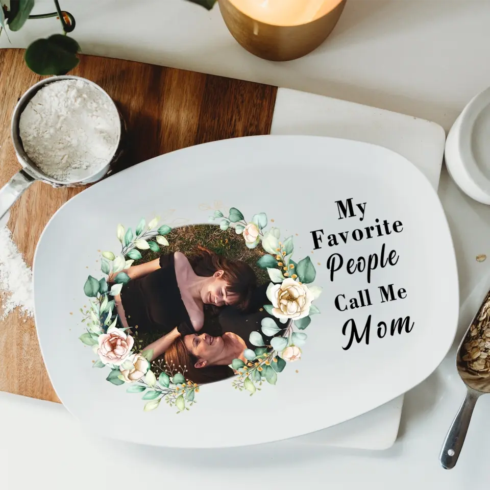 Mother's Day Gift - Custom Photo Text Personalized Platter - Gift For Mom,Grandma,Family