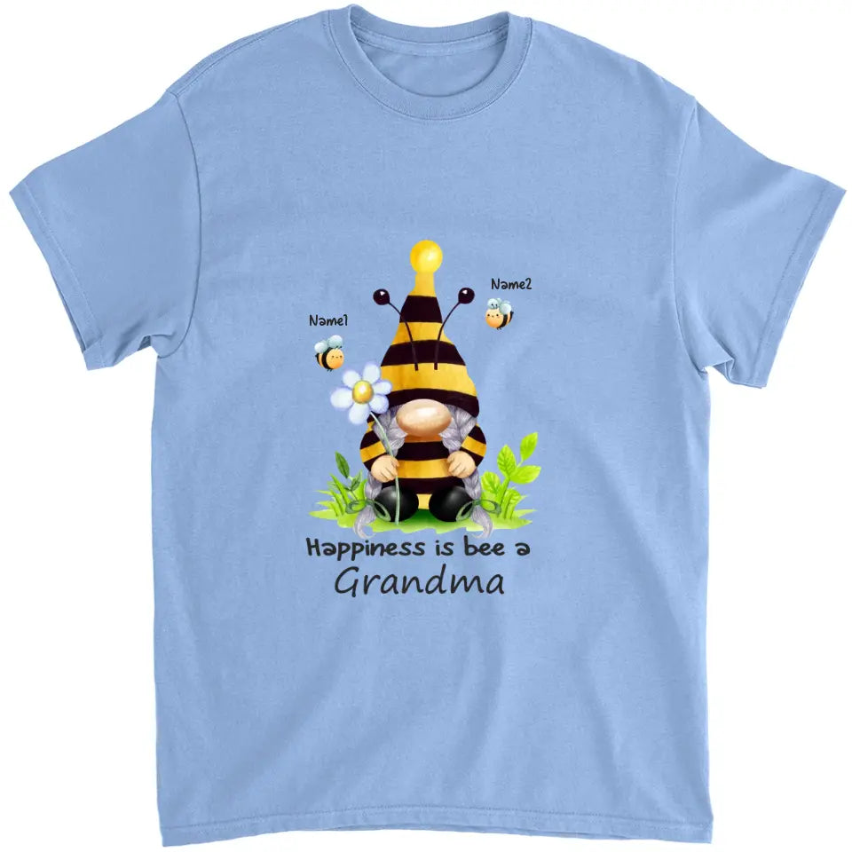 Grandma and Grandkids - Happiness is Bee A Grandma -  Personalized Grandma T-Shirt, Hoodie - Best Gift for Mom, Grandma