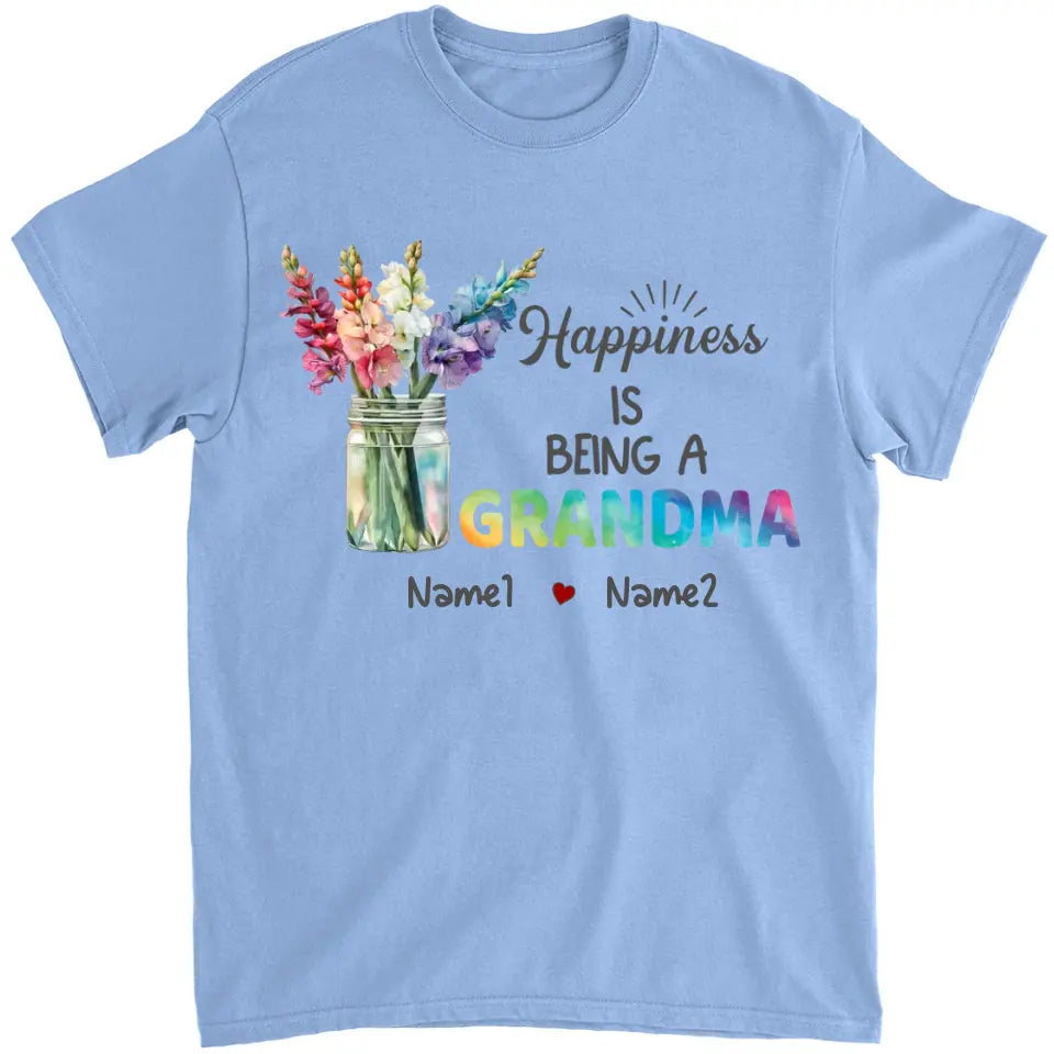 Happiness Is Being A Grandma  - Personalized Grandma T-Shirt, Hoodie - Summer Gift