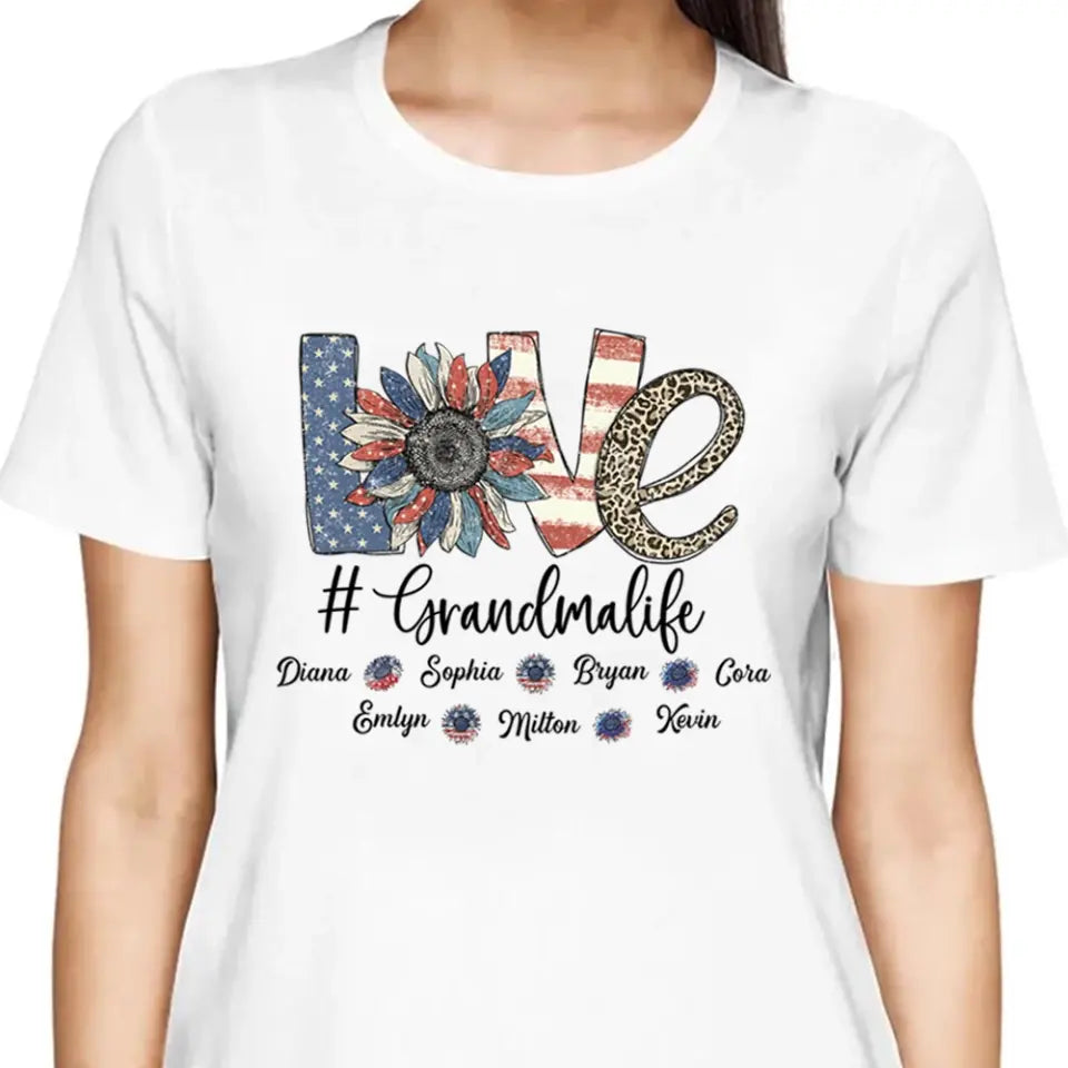 4th of July Grandma Shirt with Grandkids' Names - Best Gift for Mother's Day