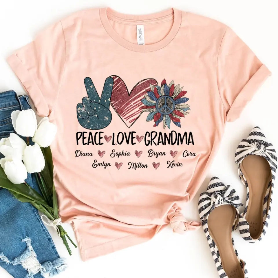 Peace Love Grandma - Personalized Truckloads of Love Art T-Shirt, Hoodie - Best Gift for Mother's Day