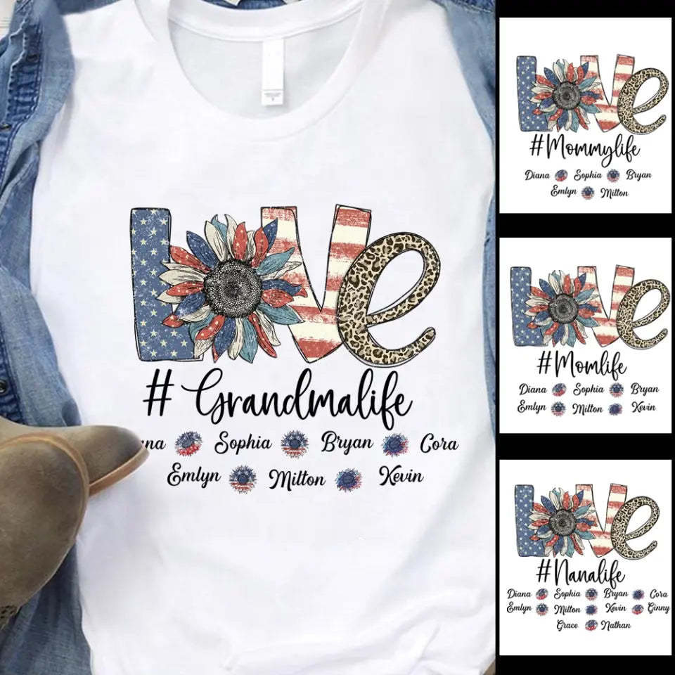 4th of July Grandma Shirt with Grandkids' Names - Best Gift for Mother's Day