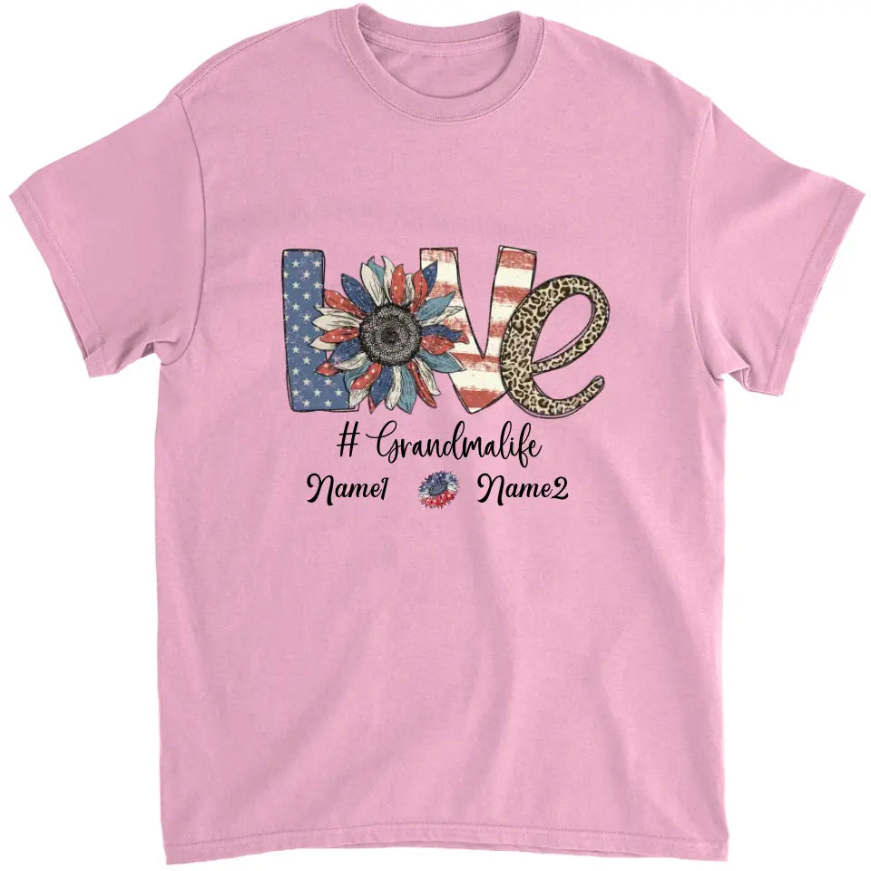 4th of July Grandma Shirt with Grandkids' Names - Best Gift for Mother's Day