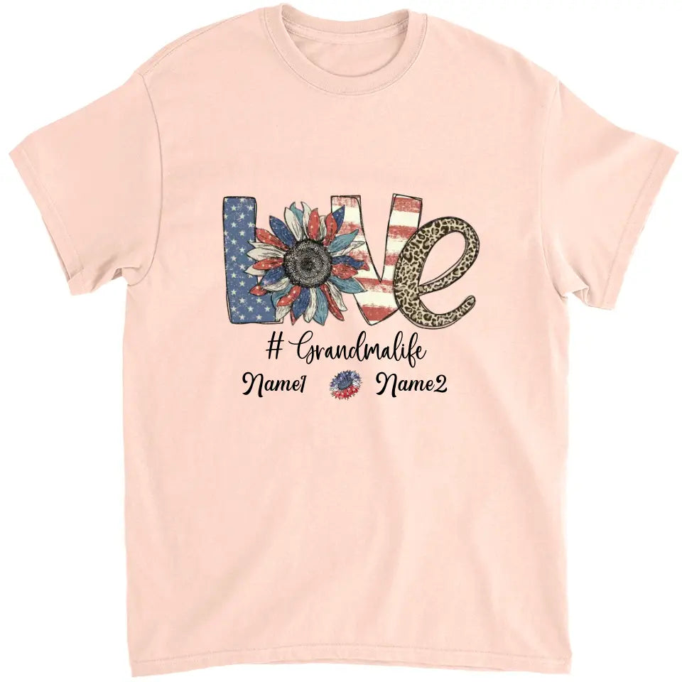 4th of July Grandma Shirt with Grandkids' Names - Best Gift for Mother's Day