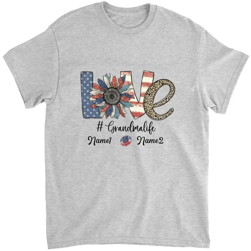 4th of July Grandma Shirt with Grandkids' Names - Best Gift for Mother's Day