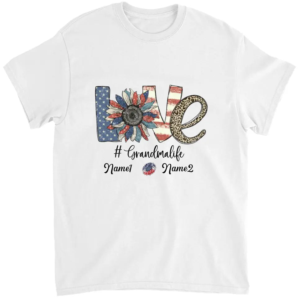 4th of July Grandma Shirt with Grandkids' Names - Best Gift for Mother's Day