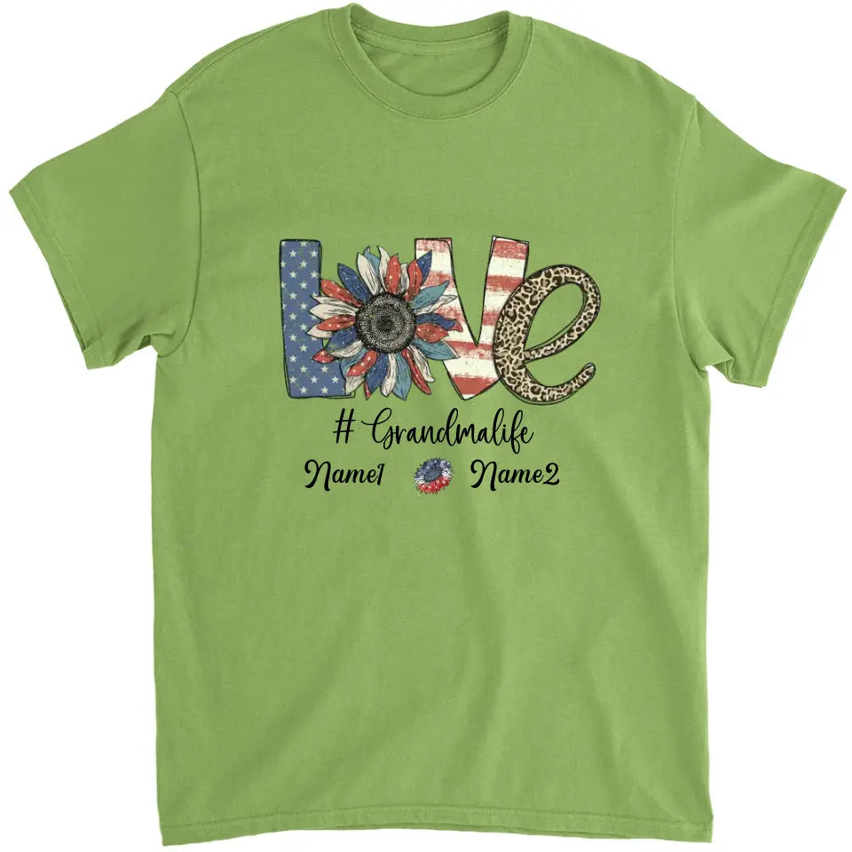 4th of July Grandma Shirt with Grandkids' Names - Best Gift for Mother's Day