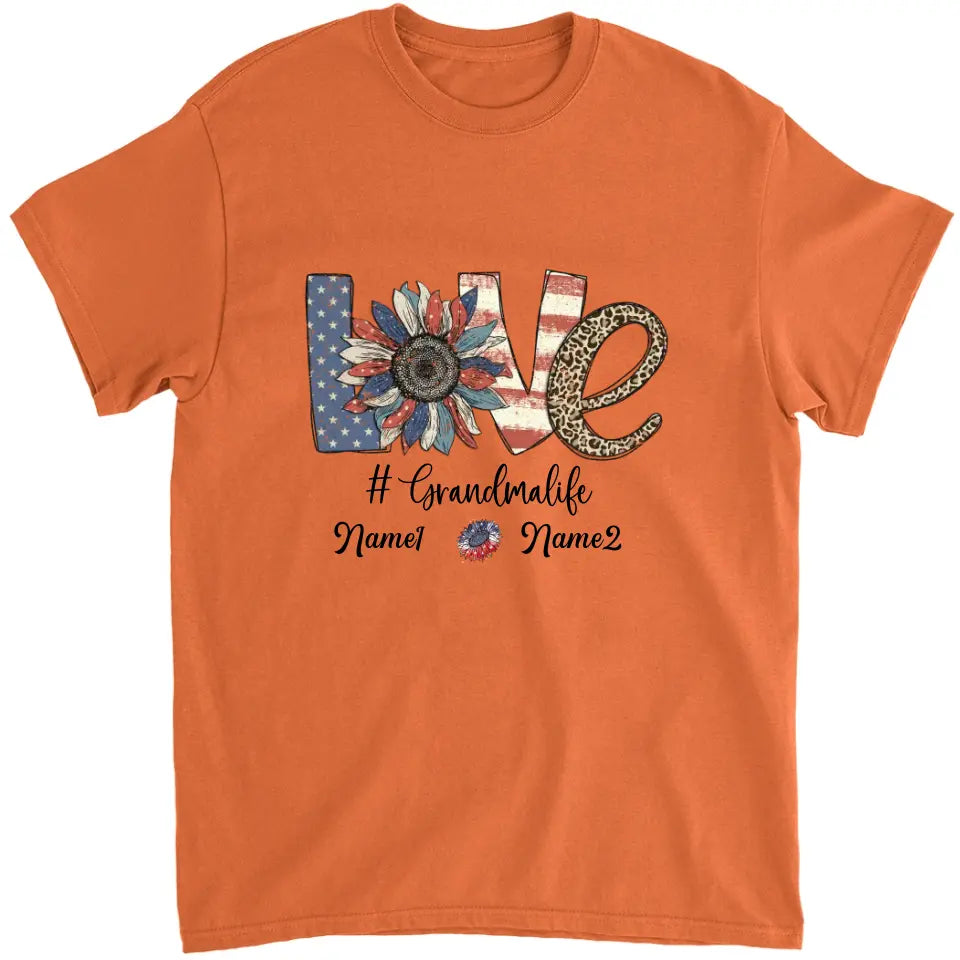 4th of July Grandma Shirt with Grandkids' Names - Best Gift for Mother's Day