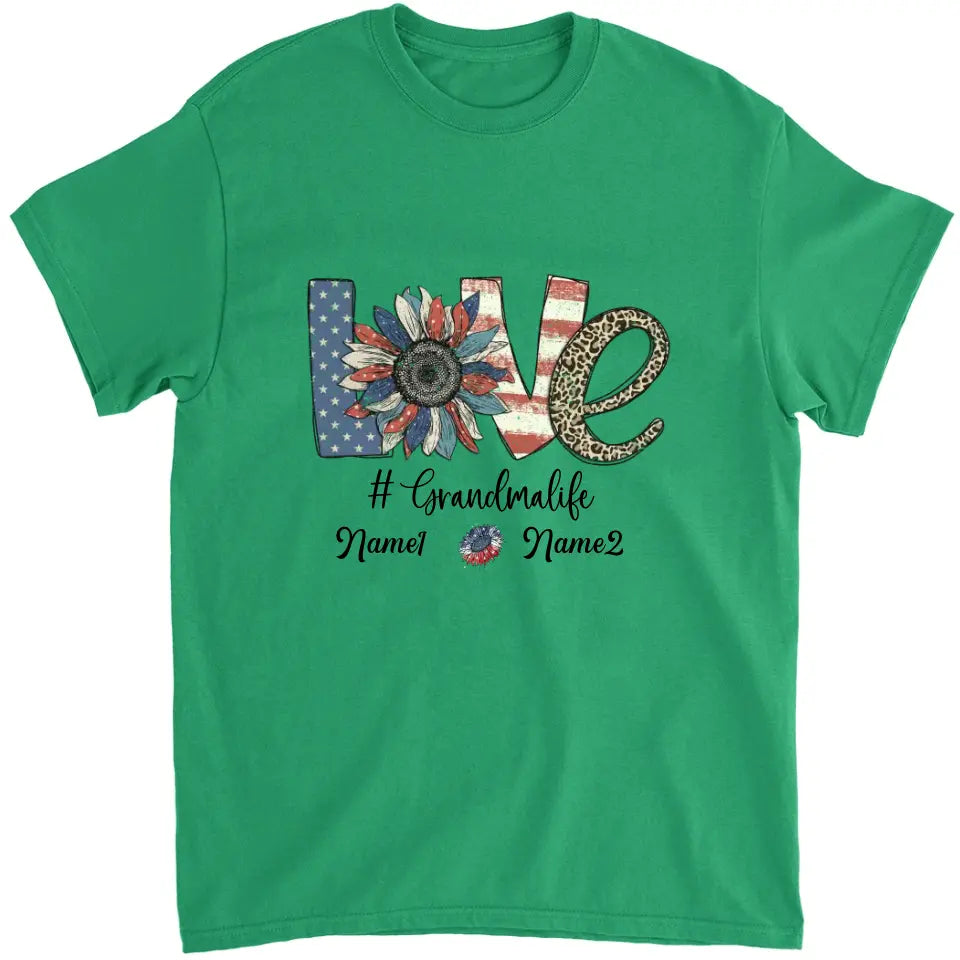 4th of July Grandma Shirt with Grandkids' Names - Best Gift for Mother's Day