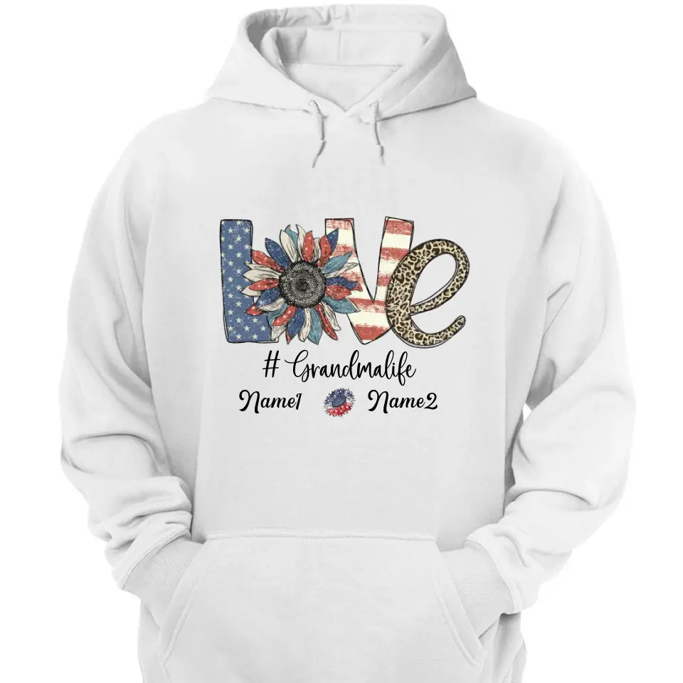 4th of July Grandma Shirt with Grandkids' Names - Best Gift for Mother's Day