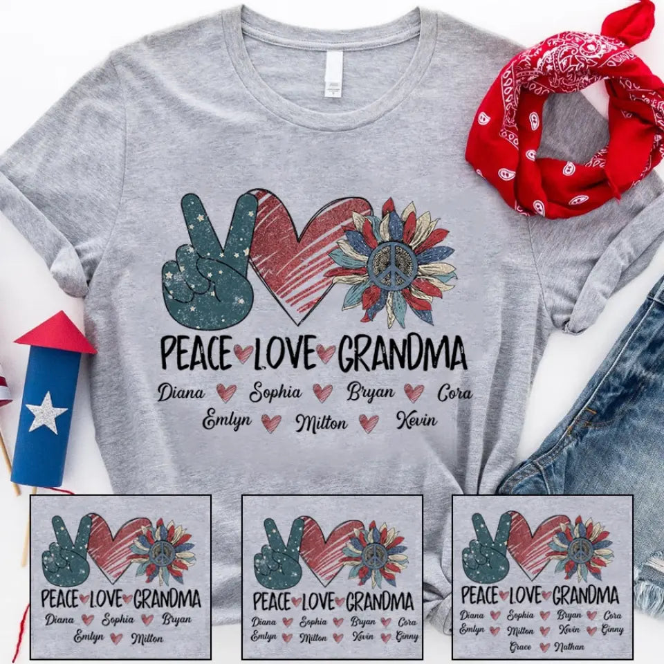 Peace Love Grandma - Personalized Truckloads of Love Art T-Shirt, Hoodie - Best Gift for Mother's Day