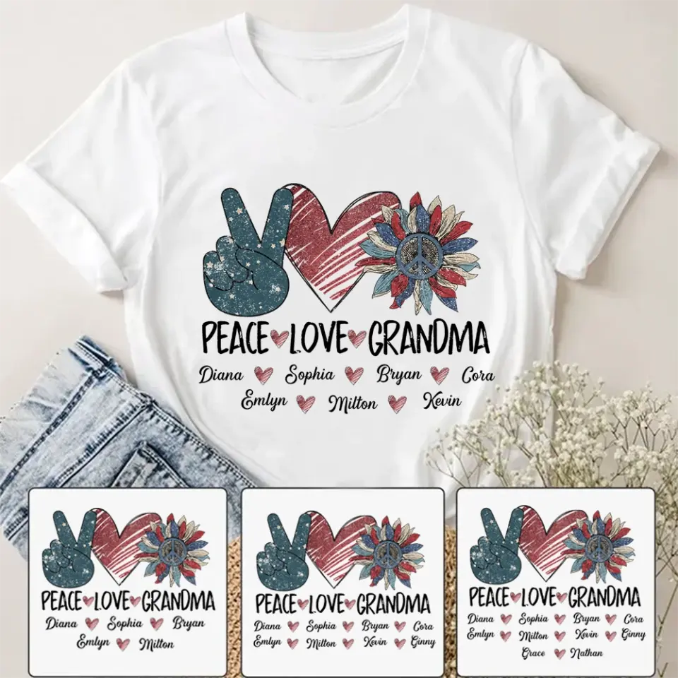 Peace Love Grandma - Personalized Truckloads of Love Art T-Shirt, Hoodie - Best Gift for Mother's Day