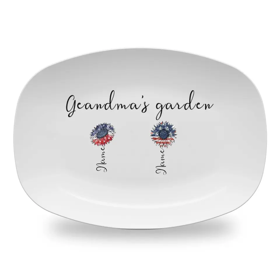 Grandma's Garden Love Grows Here, Personalized Family Birth Flower Platter, Grandma Gift - Mother's Day Birthday Gift