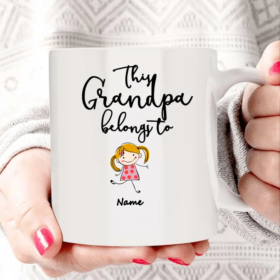 “ This Grandpa Belongs to ”- Personalized Custom Name&Kids Appearances Mug