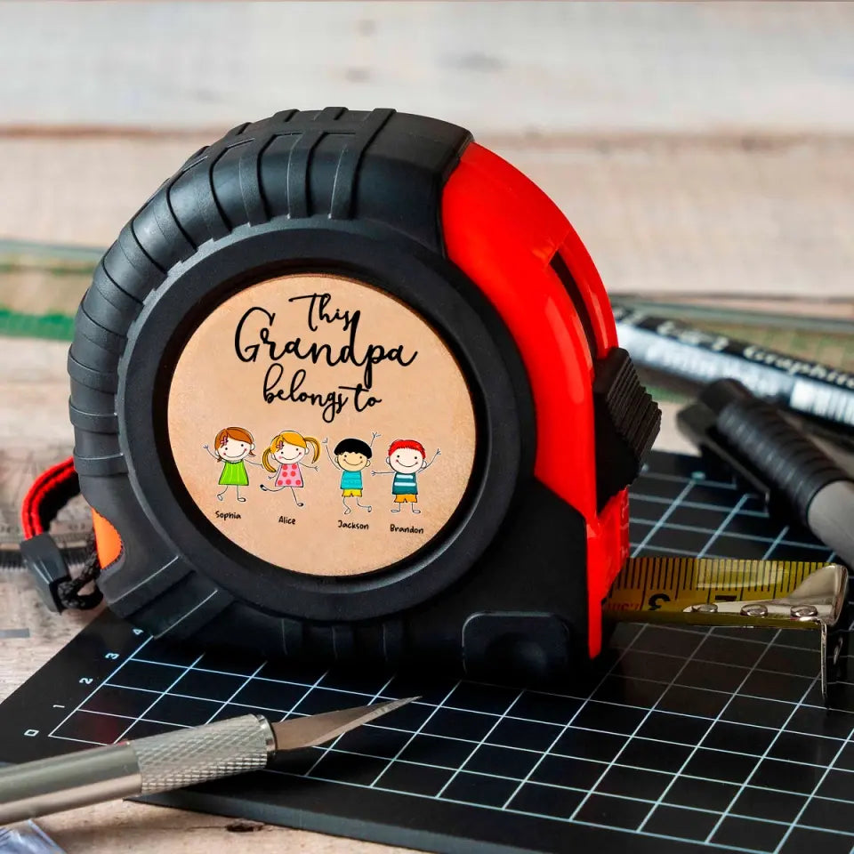 “ This Grandpa Belongs to ”- Personalized Custom Grandkids Name&Appearances Tape Measure